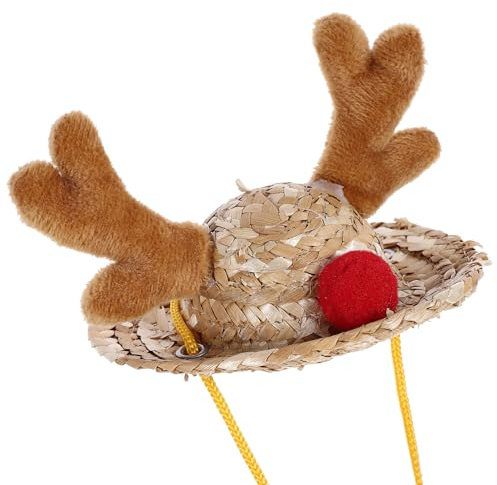 DOITOOL Hamsterhut mit Verstellbarem Riemen für Kleine Tiere Weihnachtsmütze mit Hamster und Igel-dekor Wiederverwendbar und Langlebig