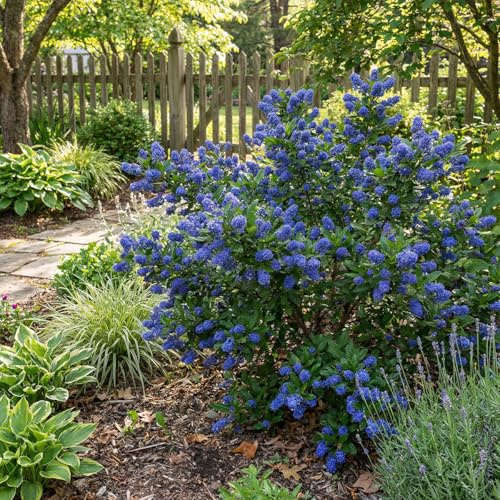 Bloomique - Ceanothus delilianus Henri Défossé - Amerikanischer Flieder - Gartenpflanzen - Winterhart - Immergrün - Höhe 60-80 cm - Topf 23 cm