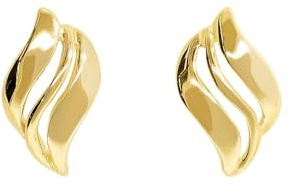 Lucchetta - 14 karat gelbgold Ohrstecker welle Goldohrringe | Gold Ohrringe Damen Echtgold | Hochwertiges Schmuck hergestellt in Italien