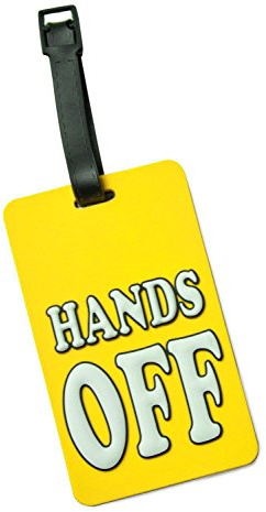 HAUPTSTADTKOFFER – Kofferanhänger inklusive Adressfeld, Kofferschild aus Kunststoff, Gepäckschild für Koffer Tasche Rucksack, 10,2 cm x 6,2 x 0,4 cm, Farbe: Hands Off Gelb