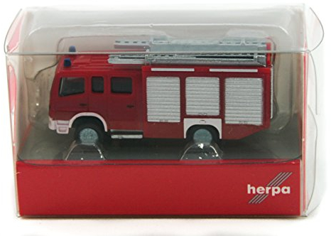 herpa 066716 – Mercedes Benz Atego HLF 20 Feuerwehr, Miniatur Auto, Modellsammlung, Miniaturmodelle, Fahrzeuge zum Sammeln, Kleinmodell, Sammlerstück, Detailgetreu, Kunststoff, Rot - Maßstab 1:160