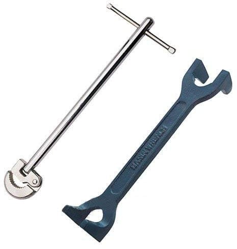 Voche® Plumbers Fixed Basin Wrench & 11 Adjustable Tap Nut Spanner Bath