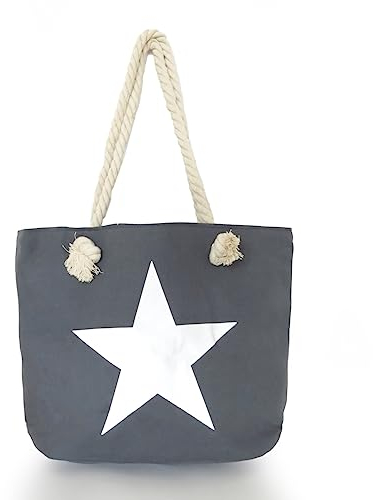 Sonia Originelli Strandtasche Stern Uni Marie Beachbag Shopper Farbe Dunkelgrau