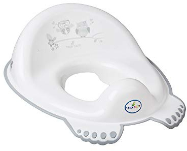 Tega Baby ® Toilettensitz für Kinder Erste Toilette WC-Sitz Rutschfest Sicher Stabil | 1 bis 4 Jahre | Töpfchen für Kinder Toiletten Trainer, Motiv:Eule - weiß