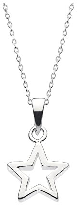 Dew Sterling Silver Open Star Pendant 18 Necklace – 925 Sterling Silver, Celestial Style, Gift Ideas for Girls and Women