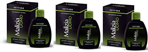 3x MALIZIA UOMO Vetyver Detergente Intimo Intim-Waschmittel 200 ml Geruch
