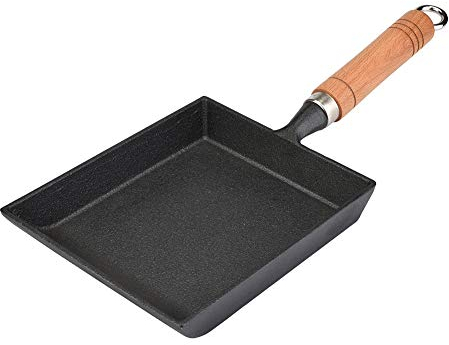 ASHATA Japonais Mini Tamagoyaki Omelette Oeuf Rouleau Poêle Carré Poêle En Fonte Rectangulaire Poêle À Frire avec Poignée En Bois , Antiadhésif (37 * 15.5 cm/14.6 * 6.1 pouces)