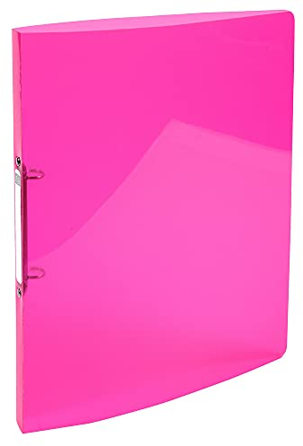 Exacompta 54674E Ringbuch Iderama aus flexiblem Kunststoff für DIN A4, 2-O Ring Mechanik Rücken 20 mm rosa ideal für Schule und Universität Ringhefter Hefter Mappe