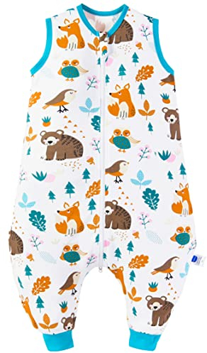 Chilsuessy Baby Schlafsack Sommer mit Füßen 0.5 Tog 100% Baumwolle Kinder Sommerschlafsack für Jungen und Mädchen, Waldtiere, 100cm/Baby Höhe 110-120cm