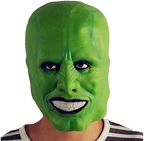 LePyCos The Mask Jim Carrey Helm Latex Maske Cosplay Zubehör Halloween Deluxe Maskerade Kostüm Requisiten Schwarz