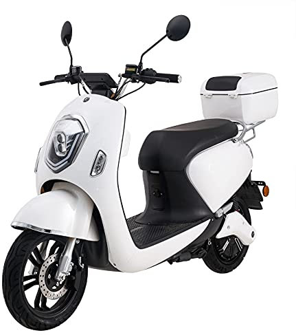 Elektroroller Elettrico 2.0 Li, 3000 Watt, bis zu 60 km Reichweite, Elektro-Roller, E-Roller mit Straßenzulassung, 25 km/h, herausnehmbarer Lithium-Akku (Weiß)