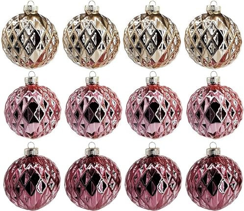 Weihnachtskugeln Weihnachtsdeko 12-teiliges Set - Christbaumkugeln - Christbaumschmuck Weihnachtsdeko Ø 8cm Baumschmuck Weihnachten Deko K117 - Glas