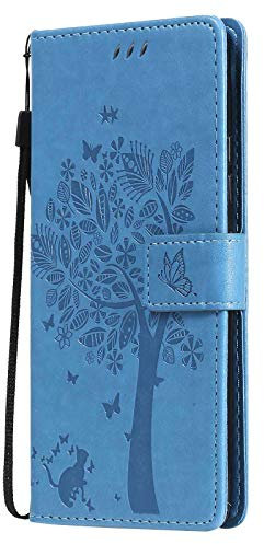 GOKEN Cover per Samsung Galaxy A33 5G, Custodia Flip TPU/PU Portafoglio Pelle con Stand/Carte Slot, Chiusura Magnetica Goffrata con Motivo Telefono Case Custodie, Blu