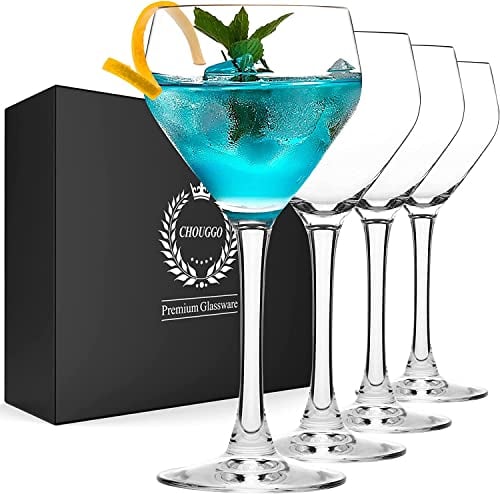 Chouggo Nick & Nora Gläser Cocktailgläser, mundgeblasen, Premium-Kristall-Cocktailglas für Bar, Martini, Cosmopolitan, Manhattan, 170 ml, transparent, 4 Stück