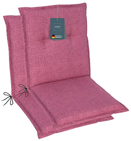 LILENO HOME Lot de 2 coussins pour chaise de jardin à dossier bas - Rose - Chaise longue confortable pour meubles de jardin - Coussins de chaise pour chaises de jardin et chaises pliantes