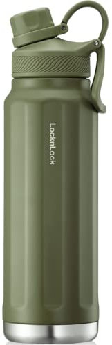LocknLock Trek Water Bottle, 32 oz, Olive Green, (LHC3252KKI)