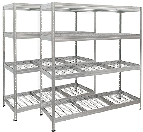 Master Regale 2er-Set Rivet Schwerlastregal mit Stahlgitter-Boden 180x150x60cm(HxBxT) 250 kg pro Boden verzinkt. Steckregal Metallregal Kellerregal Lagerregal Werkstattregal