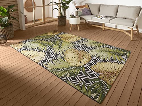 Hanse Home Diamonds In- & Outdoor Teppich – Flachgewebe Geometrisches Muster, Jungel Floral Palmen Design, ÖKO-TEX Wetterfest & UV-beständig für Balkon, Terrasse, Garten - Multifarben, 200x285cm
