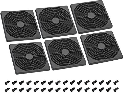 PATIKIL 120mm Cooling Fan Filter with Screw, 6 Pack ABS Ventilator Grill Protector Guard for Fan Protective Cover DIY, Black