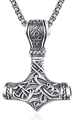 Admetus Thor Hammer Necklace Sterling Silver Mjolnir Necklace Thors Hammer Necklace Mjolnir Pendant Norse Runes Jewellery Viking Gifts for Men
