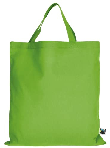 TEXXILLA 10er | 100er | 250er Pack Fairtrade Baumwolltasche - 14 Farben | mit Zwei kurzen Henkeln | 38x42cm | Jutebeutel | Einkaufstasche | unbedruckt, Farbe:hellgrün, Menge:100