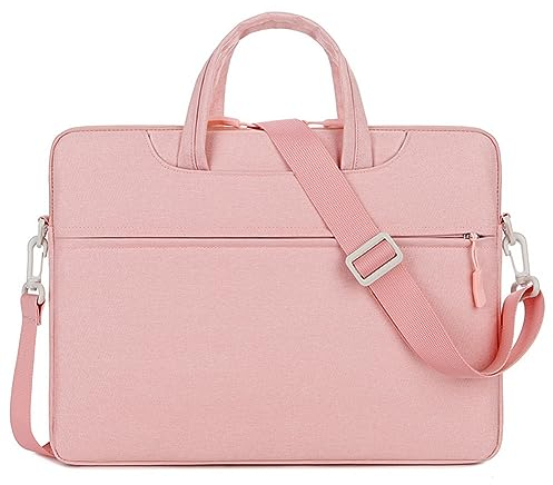 Hixingo Maletín Funda para Portátil 14 16, Impermeable Portátiles Bolsa Bolsa Ordenador Compatible Funda Protectora Laptop Bolso Bandolera para Hombre Mujer (15’,Rosa (Correa de Hombro))