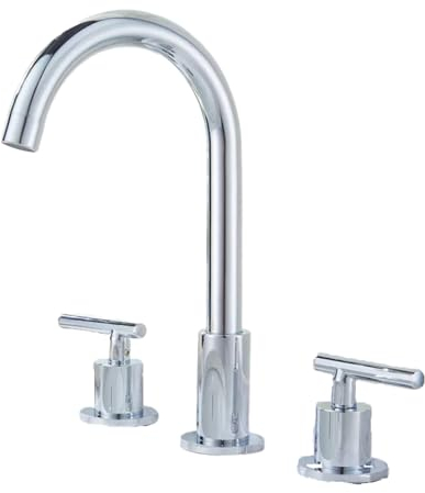 Wasserhahn Bad-Mischbatterie Goldener Dreiloch-Waschtischhahn Heißes Und Kaltes Geteiltes Waschbecken Badezimmerschrank Badezimmer Ganz Aus Kupfer Silberne Große Kurve