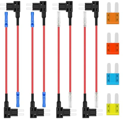 ALLECIN 8 Stück Micro2 Stromdieb KFZ Sicherung Adapter Sicherungen 12V Flachsicherungsadapter Piggyback Sicherungsadapter Add A Circuit Stecksicherung Verteiler mit Mikro2 Autosicherung 5A 10A 15A 20A
