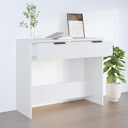 Higsose Blanc 90x36x75 cm Table Console Bois D'ingénierie - Console de Salon avec Tiroir