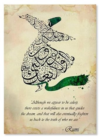 Ästhetische Türkei Rumi Sufi Tanz Islamische Mythische Mädchen Religion Poster Wand Kunst Leinwand Malerei Druck Bild Wohnzimmer Dekor A5 40X50Cm Kein Rahmen