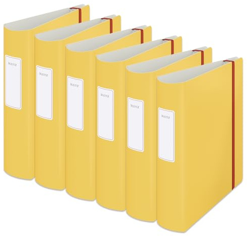 Leitz Qualitäts-Ordner 180° Active, 6er Pack, A4, 500 Blatt, 8,2 cm Rückenbreite, Warmes Gelb, Cosy-Serie, 10380019