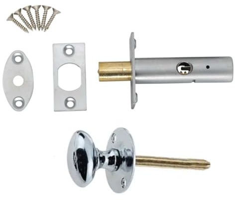 Polished Chrome Oval Thumb with Security Rack Bolt 60mm Oval Turn Knob Rack Bolt Security Kit Rack Bolt Enhanced Protection for Doors Indoor and Outdoor Rack Bolt Pack of 1.