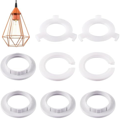 8 Pack Plastic Lampshade Reducer Rings - E14 to E27 Lampshade Adapter Rings
