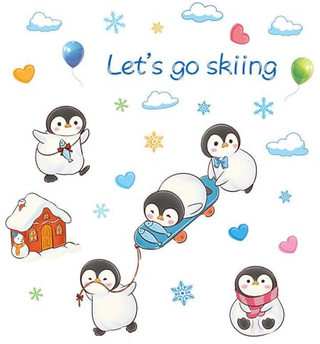 Niedliche Wandtattoo Pinguin, Pinguin Wandsticker, DIY Wohnkultur Wandbilder,Wandaufkleber für Kinderzimmer Wohnzimmer Schlafzimmer