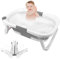 Baignoire Bebe avec Coussin, Baignoire Pliable BéBé Nouveau avec Thermometre Digital, pour Bébé De 0 à 24 Mois (A-63 * 43 * 20cm Gris)