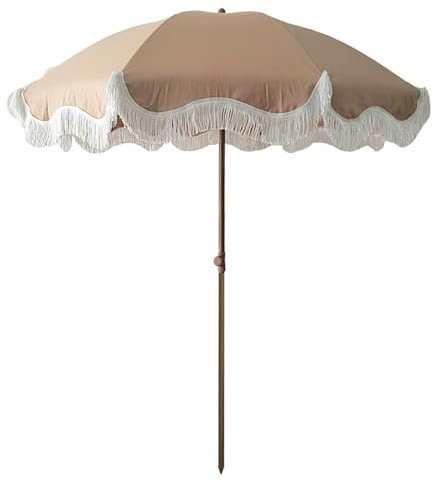 Parasol de Jardin à Franges de 200 cm, Parasol de Plage Portable avec Sac de Transport, Protection UV, Parasol de Table d'extérieur pour Piscine, Terrasse