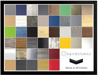 RahmenMax Skane Bilderrahmen Posterrahmen Puzzlerahmen 60x80 cm Schwarz matt 80x60 cm mit weisser Rückwand und klarem Acrylglas