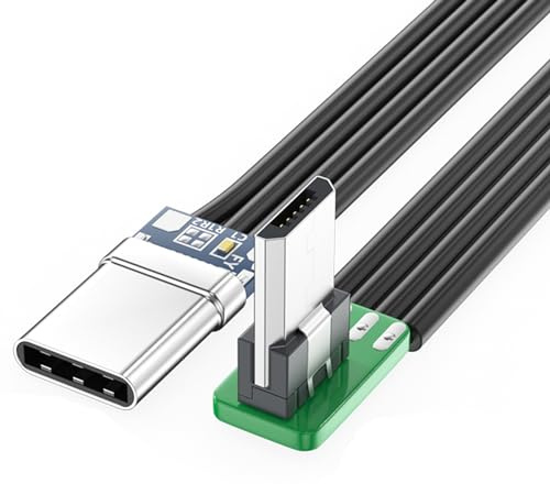 Mllepjdh Câble plat fin USB type C coudé à 90 degrés vers micro USB pour données et chargement