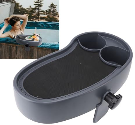 Sxhlseller Bandeja de Mesa Ajustable para Bañera de Hidromasaje, Soporte Antideslizante para Bebidas para Bañera sobre el Suelo, Mesa con Bandeja para Servir para Bañera y SPA