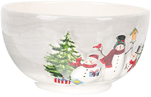 COLLBATH Large Christmas Sweet Bowl Christmas Serving Dish 850ml Ceramic Soup Bowl