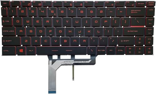 Replacement Keyboard for MSI GS65: Laptop Keyboard with Backlit for GS65VR PS63 GF63 PS42 P65 WP65 WS65 MS-16Q1 US Layout (Red)