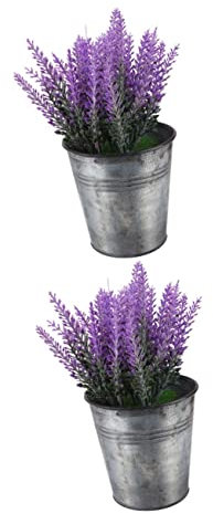VANZACK 2pièces Plantes Artificielles Lavande Pot Décoration De Bureau Ornements De Simulées pour Intérieur Et Extérieur