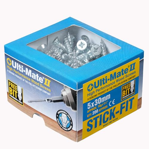 Ulti-Mate Woodcrews - Bright Zinc Plated - 5.0 x 30mm - Box of 200