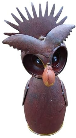 Deko-Impresion Zaunfigur Zaunhocker Gartendeko Eule mit Krone/Kamm 20 cm