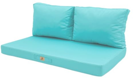 Kissen für Gartenmöbel, abnehmbarer Bezug, Außenkissen, 120 x 60 cm, Ersatzkissen für Sessel, Bank & Outdoor-Stuhl, wasserdicht & bequem, Karibikblau
