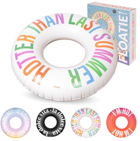 Fisura – Gonfiabile esclusivo “Hotter than last summer”. Ciambella 120 cm con valvola di sicurezza per gonfiaggio e sgonfiaggio veloce. Ideale per piscina o mare.