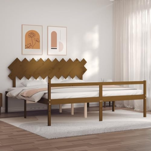 Lauuoeriau Home & Garden Möbel-Seniorenbett ohne Matratze braun 200x200 cm Massivholz