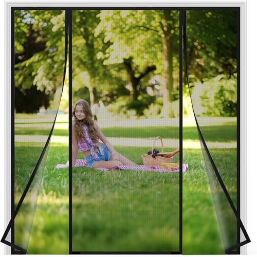 Zanzariera Magnetica Porta 275x225cm Nero Magnete con Calamite Nastro Adesivo per porte di balconi e giardini