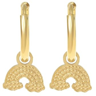 Made by Nami Set Ohrringe Damen in Silber oder Gold mit Regenbogen Anhänger aus Chirurgischem Edelstahl Hypoallergen & Wasserfest Ohrringe Boho Schmuck Damen (Gold)