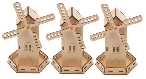 TOYANDONA 3stücke Solarwindmühlenbausatz Für Junge Mädchen DIY-holzmodellbausatz Solarenergiebetriebenes Experimentierkasten Stem-windmühlenbausatz Für Lernen Und Entdecken